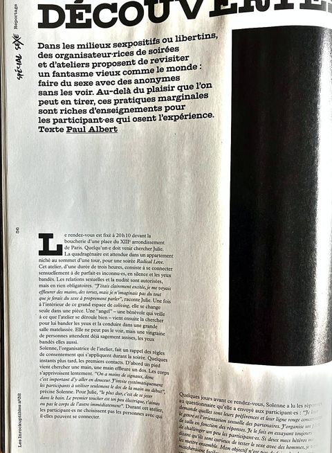 Les Inrockuptibles, reportage « Le sexe à l'aveugle »