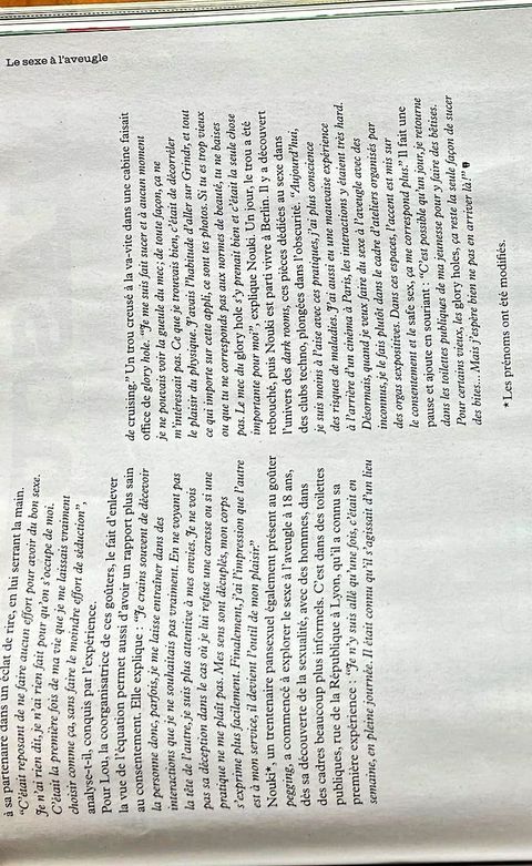 Les Inrockuptibles, « Le sexe à l'aveugle », page 4