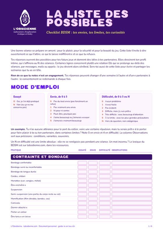 Première page du document « La liste des possibles »